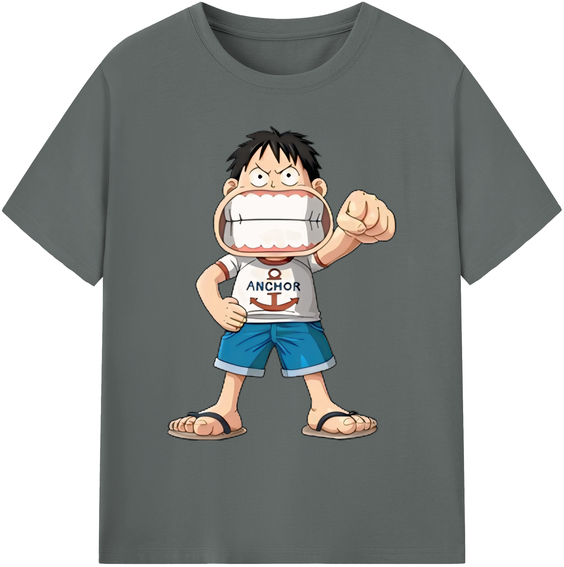 ワンピース モンキー・D・ルフィ ONE PIECE Monkey D. Luffy 綿100％ メンズ半袖Tシャツ｜肌触りやわらか＆通気性